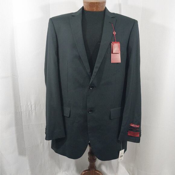 NWT@$239! BOCCACIO UOMO! BLACK W/FINE GRAY PINSTRIPES BLAZER, JACKET! SZ 42R - Picture 2 of 13